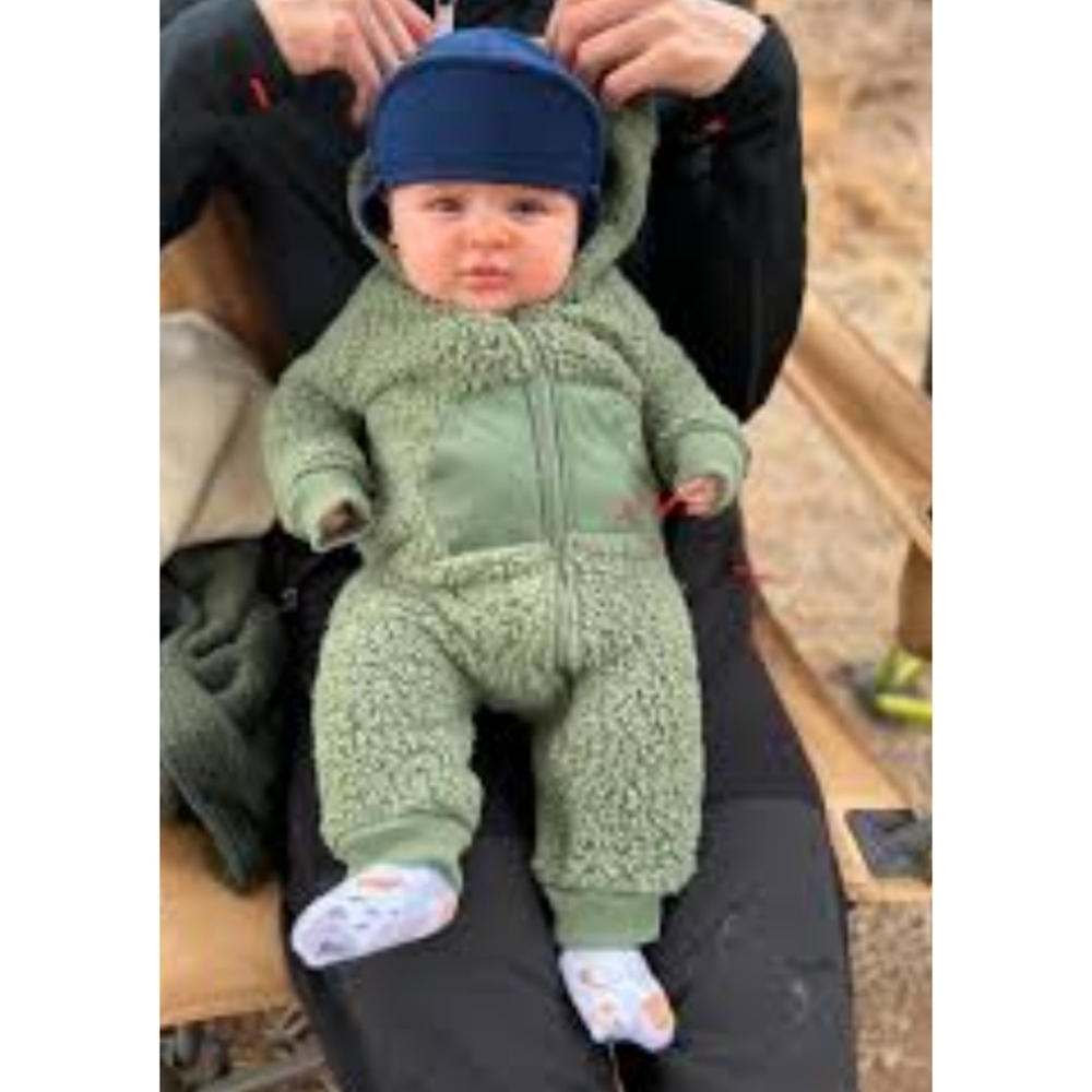 7 For all Mankind Baby Boy Faux Fur Coverall Olive Green Size 3-6m